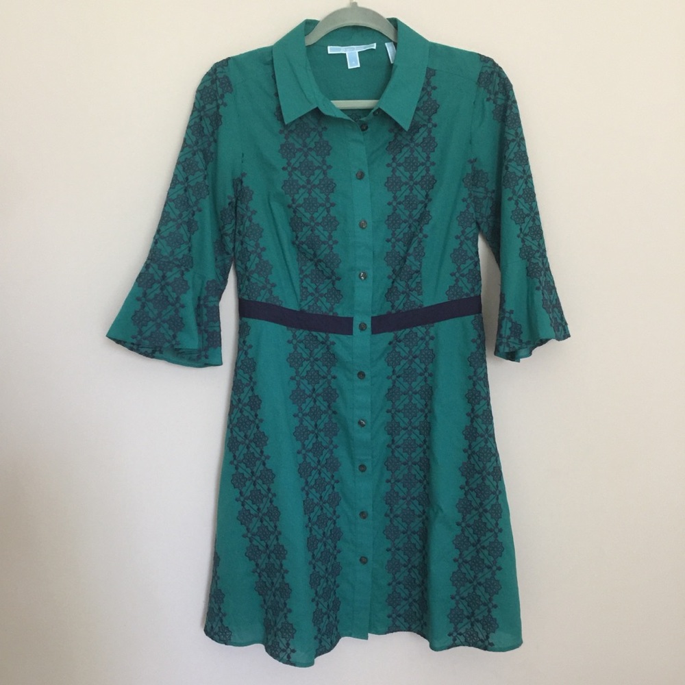 Draper James Honeycomb Floral Embroidered Shirtdress